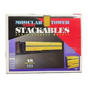 BMI Modular Tower 2000 - 48 Cassette Tape Stackable Storage - Vintage Rare